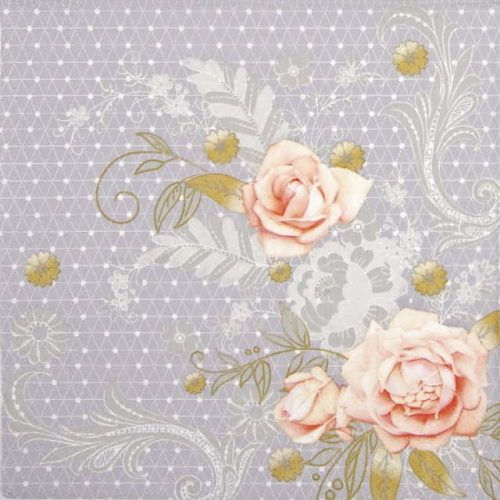 Paper Napkin - Graphic Gray Lace with Roses