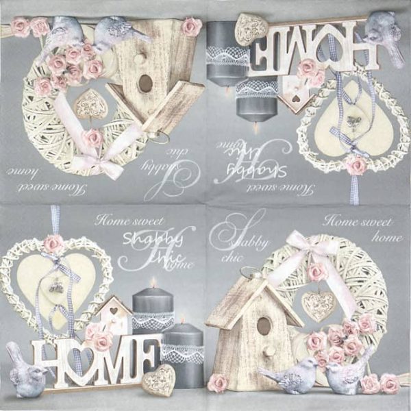 Paper Napkin - Shabby Chick with Birdhouse - Image 2