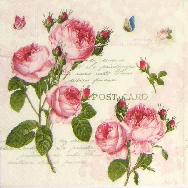 Decoupage Napkins | Roses and Postcards | Rose Napkins | Floral Napkins |  Romantic Napkins | Paper Napkins for Decoupage