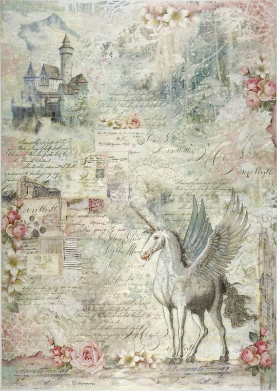 Stamperia A/3 Rice Paper - Unicorn Fantasy