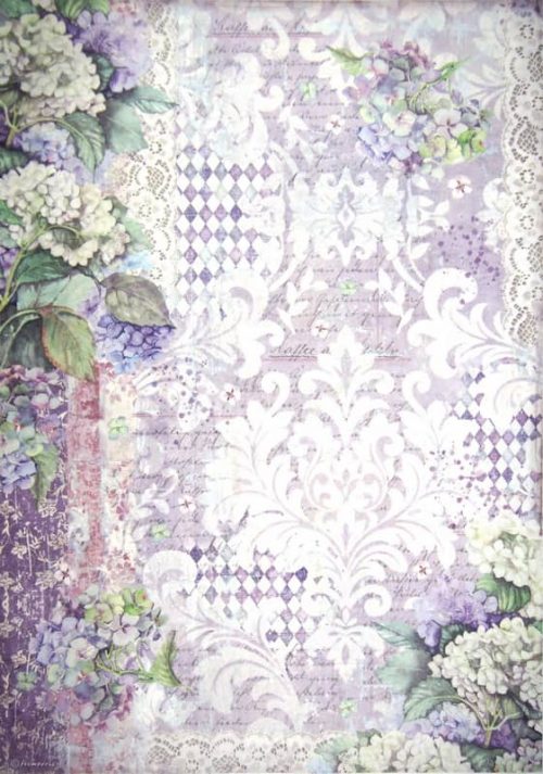 Stamperia A/3 Rice Paper - Hortensia wallpaper