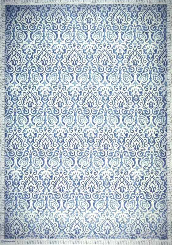 Stamperia A/3 Rice Paper - Damask blue