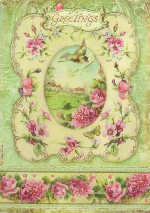 Rice Paper - Greetings Frame Stamperia DFSA4095