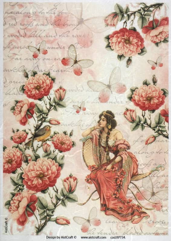 Rice Paper - Red Flower Garden