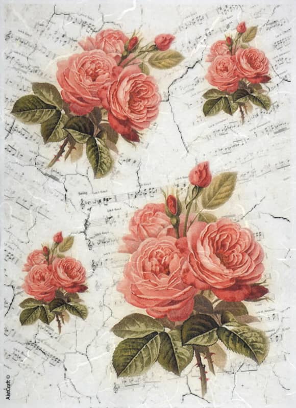 Rice Paper - Red Roses and Note