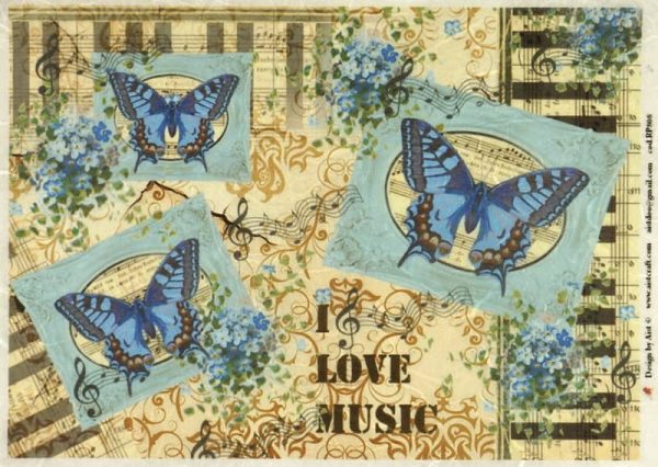 Rice Paper - Blue Butterflies