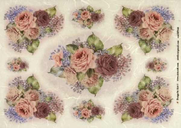 Rice Paper - Purple Roses large