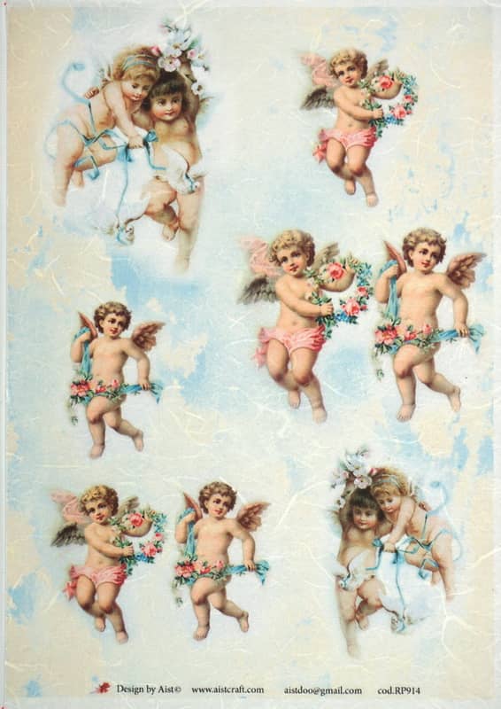 Rice Paper - Vintage Angels & Flower