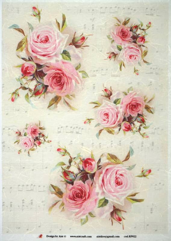 Rice Paper - Vintage Red Roses