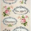 Rice Paper - Labels & Roses-for Decoupage Vintage