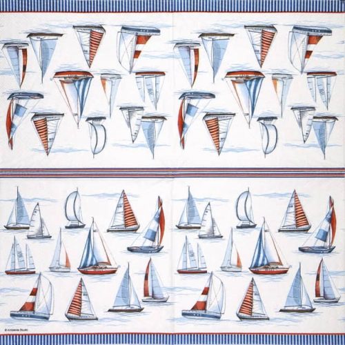 Paper Napkin blue sailboats at sea