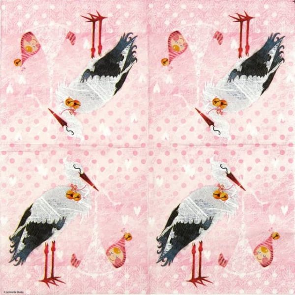Paper Napkin - Baby Girl Stork