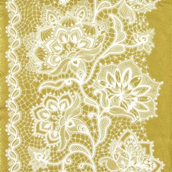 Paper Napkin - Gloria Lace Neg Gold