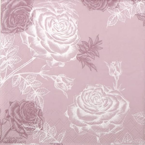 Lunch Napkins (20) - Etching Roses Rose