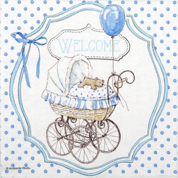 Cocktail Napkins (20) - Welcome blue