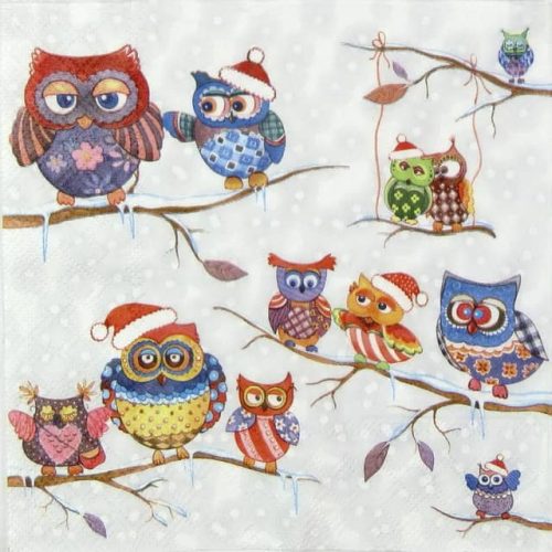 Lunch Napkins (20) - Owls in Winterland