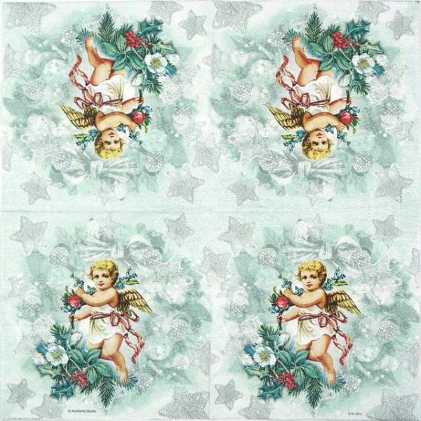 Paper Napkins - Angel Fashion green (20 pieces)