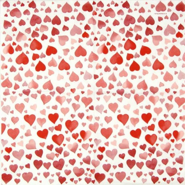 Paper Napkin - Colourful Hearts red