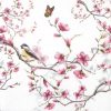 Paper Napkin pink birds and blossom