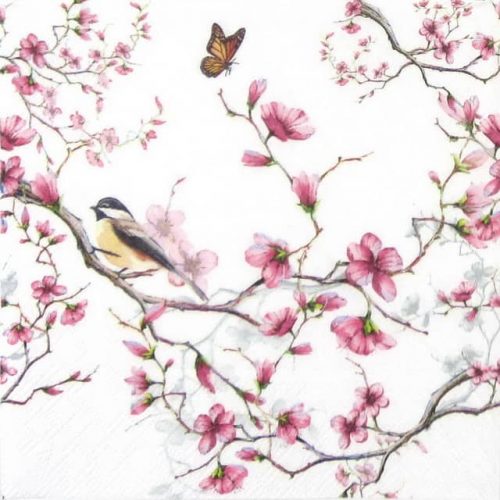 Paper Napkin - Bird & Blossom White