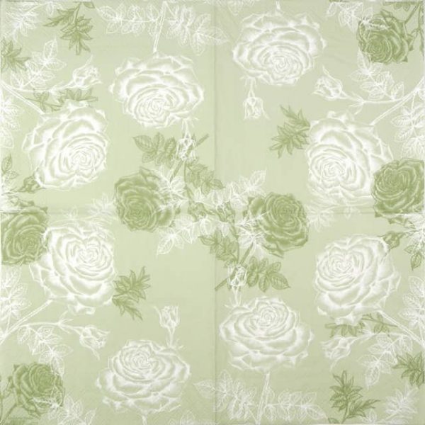 Paper Napkin -  Etching Roses Green