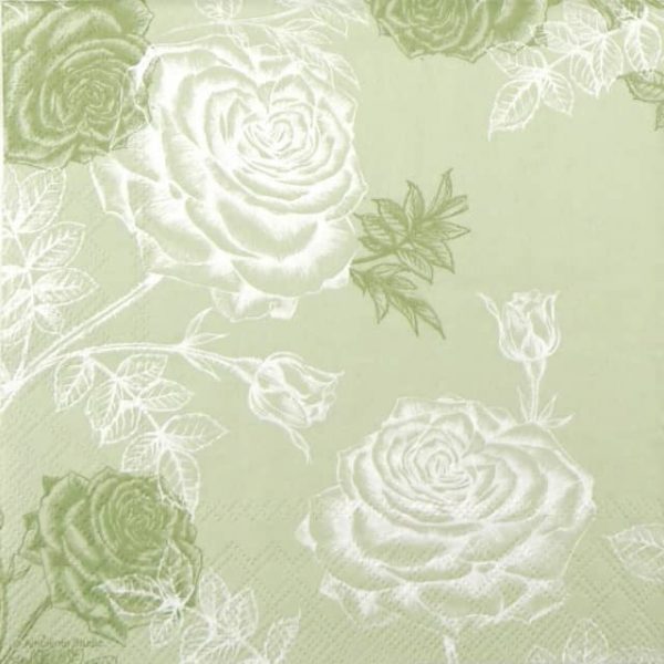 Paper Napkin -  Etching Roses Green