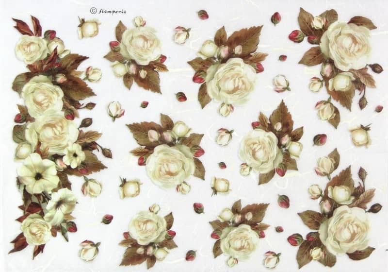 Rice Paper - Winter Wood Roses Stamperia DFSA4152