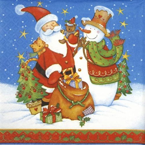 Paper Napkin - Santa Snowman