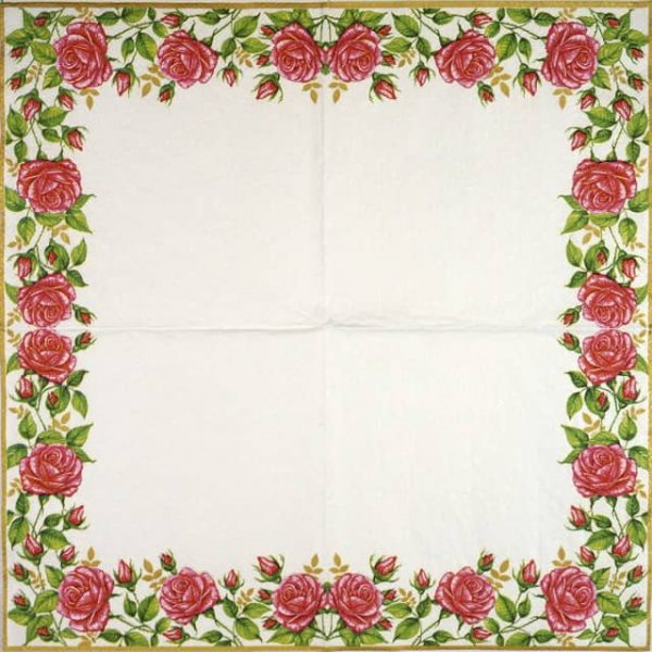 Paper Napkin - Flower frame with garden roses