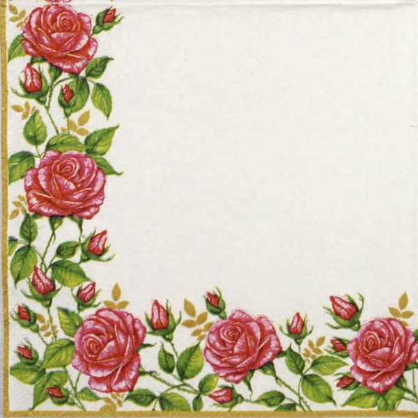Paper Napkin - Flower frame with garden roses