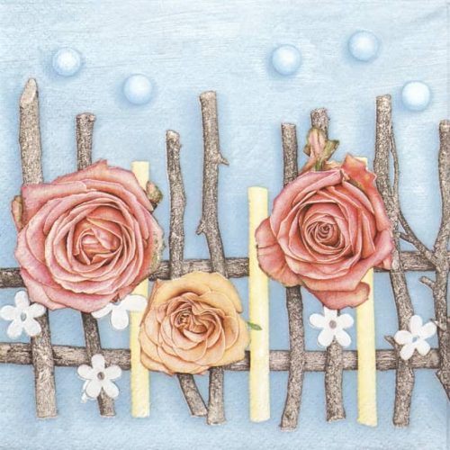 Paper Napkin - Pastel roses composition