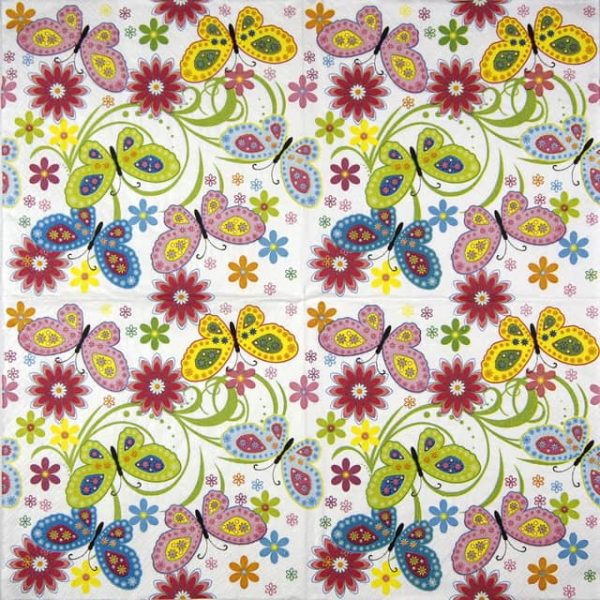 Lunch Napkins (20) - Graphic Colour Butterflies - Image 2