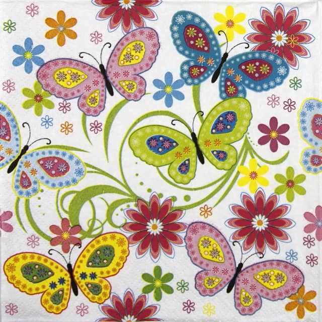 Lunch Napkins (20) - Graphic Colour Butterflies