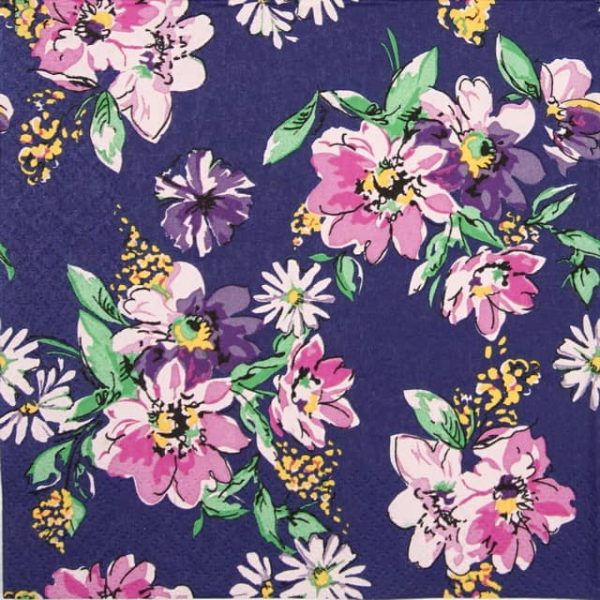 Paper Napkin - Flower Meadow Pattern blue