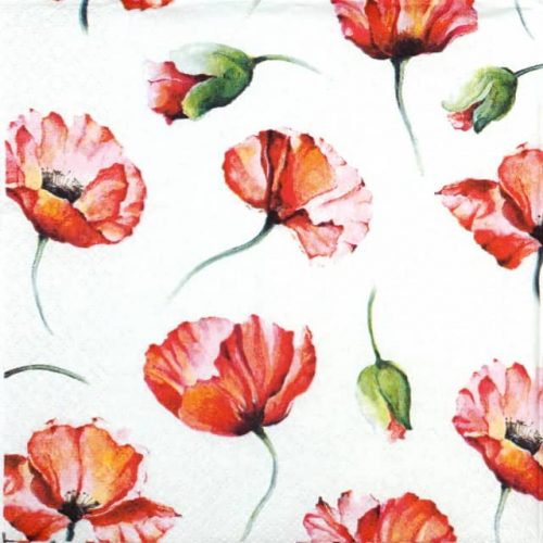 Paper Napkin - Poppy Drawing