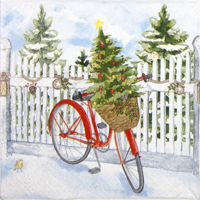 Lunch Napkins (20) - Christmas Bike