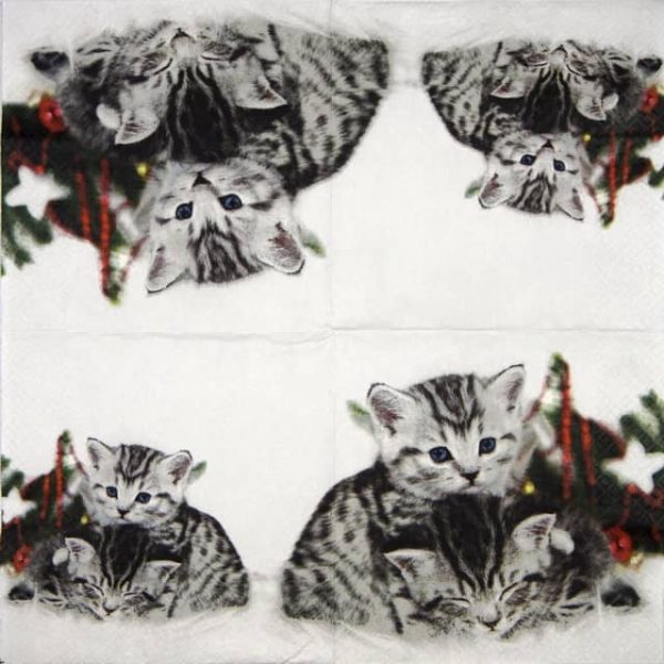 Paper Napkin - Christmas Cats - Image 2