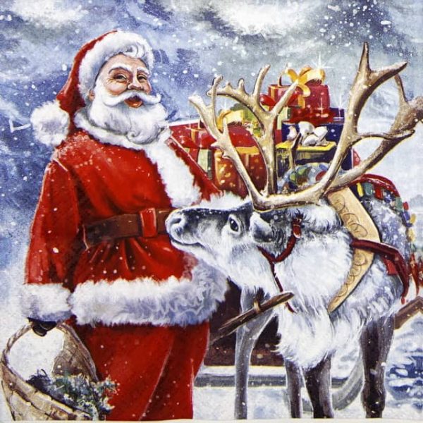 Paper Napkin - Santa with Reindeer