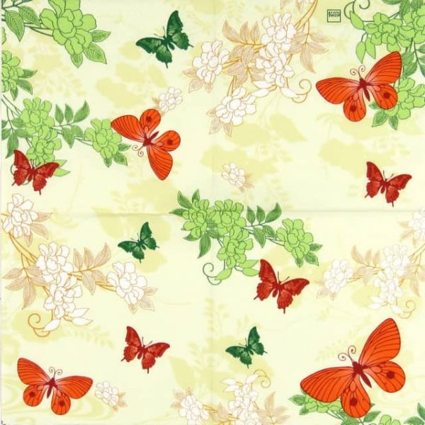 Paper Napkin - Three Butterflies orange