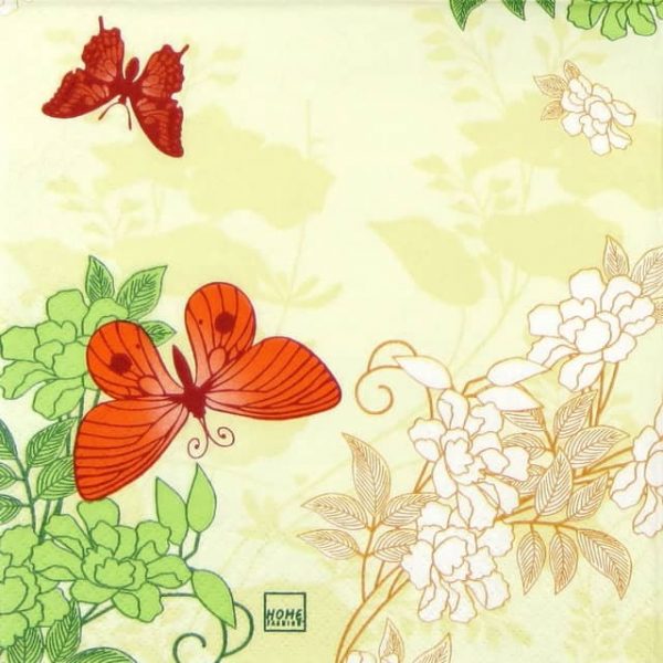 Paper Napkin - Three Butterflies orange