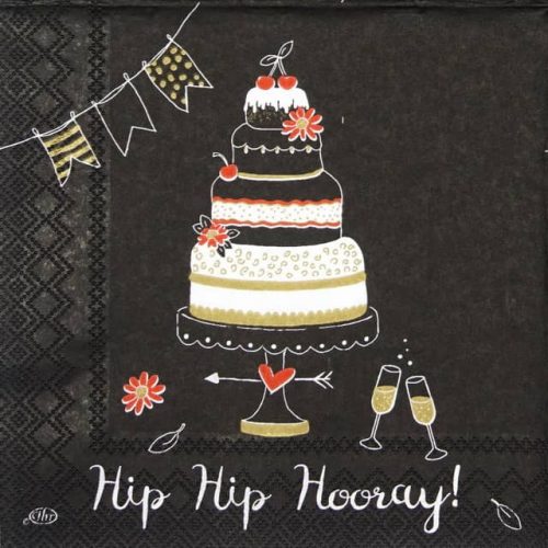 Cocktail Napkin - Hip Hip Hooray black