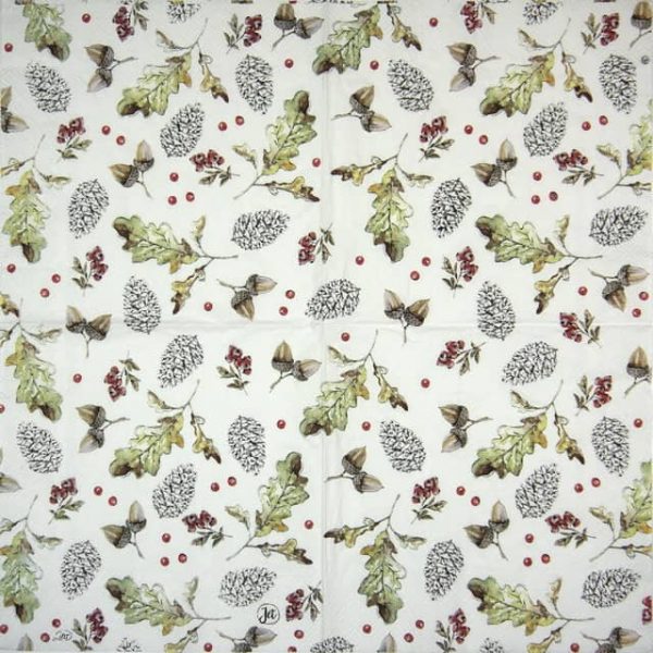 Paper Napkin - Oak Leaf and Berries - Image 2
