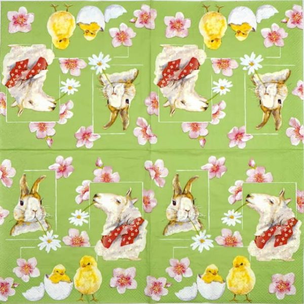 Paper Napkin - Friends in Springtime green - Image 2