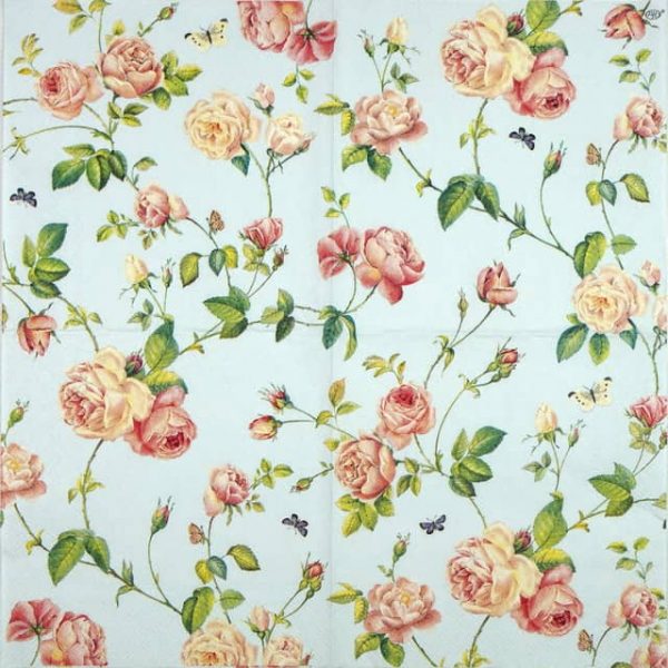 Lunch Napkins (20) - Rambling Rose Blue