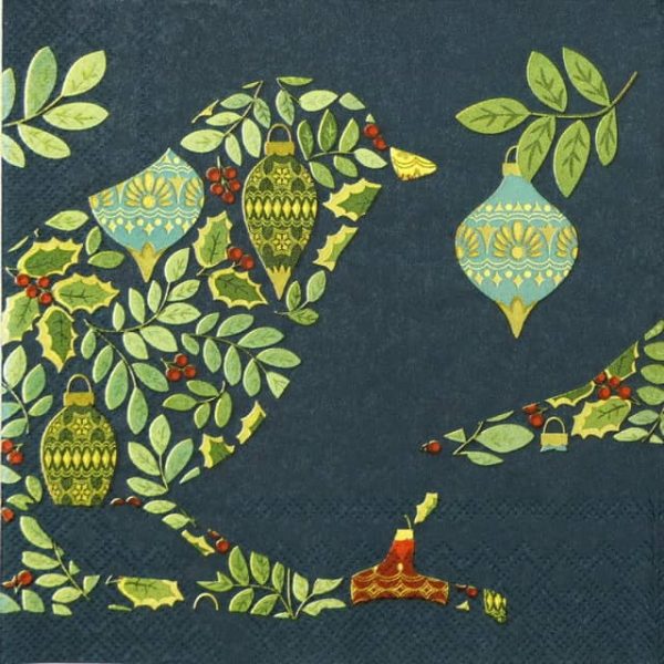 Paper Napkin - Festive Bird blue