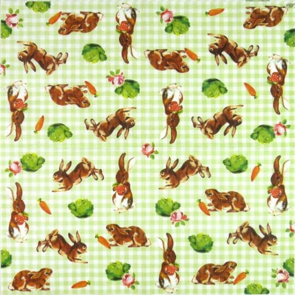 Paper Napkin - Little Bunnies Green - Image 2
