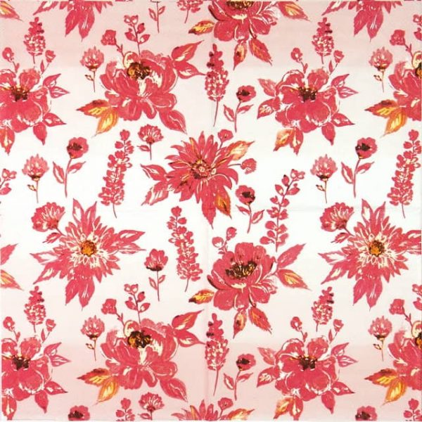 Lunch Napkins (20) - Lauren Flower Red