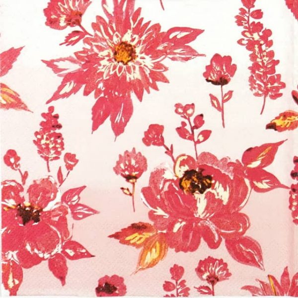 Lunch Napkins (20) - Lauren Flower Red