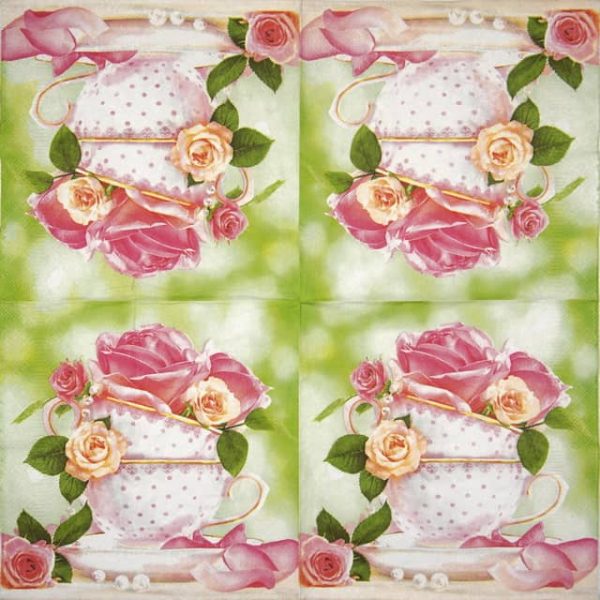 Paper Napkin - Cup of Roses - Image 2