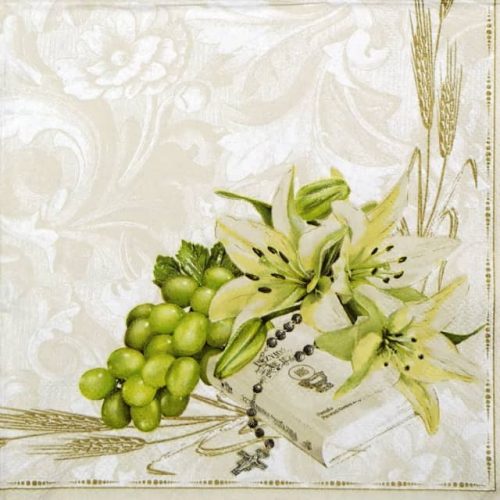 Paper Napkin - Prayer book with Lilies and grapes